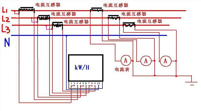 威勝DTS343-3三相有功電能表接線(xiàn)圖